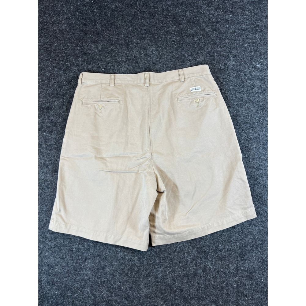 Vintage 90s Polo Ralph Lauren Andrew Shorts Mens 38 Tan Khaki Pleated Cotton
